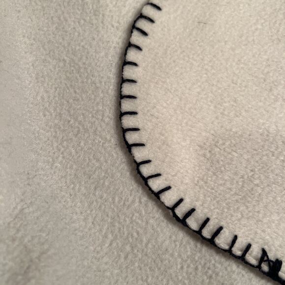 Ralph Lauren RLL Fleece Throw Blanket American Flag Logo Cream White 50x60 USA - Picture 3 of 4